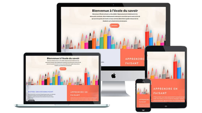 Création page d'un site vitrine pour une école